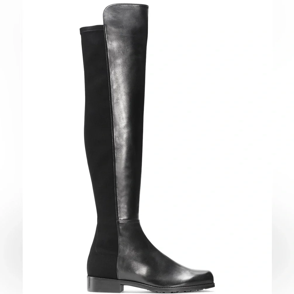 NWOT Stuart Weitzman 5050 Black Leather Over the knee boots Size 6 MSRP $795